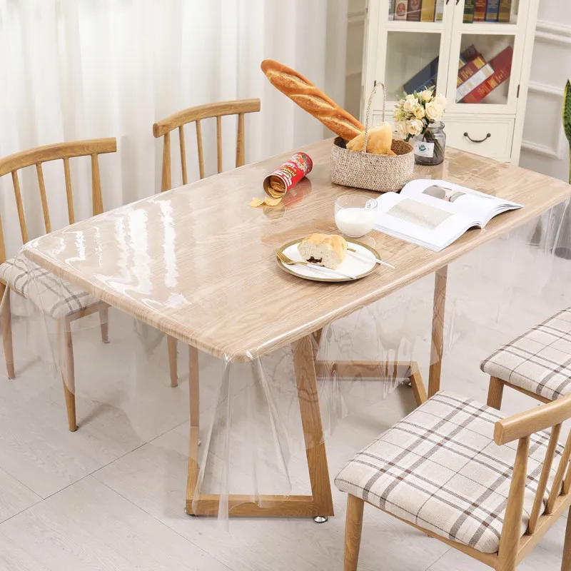 طبقة الكلوريد متعدد الفينيل 0.3mm سماط تدلى شفافة لينة الجدول غطاء طاولة طعام مستطيل جولة الجدول حصيرة حلية لتزيين طاولات الحفلات