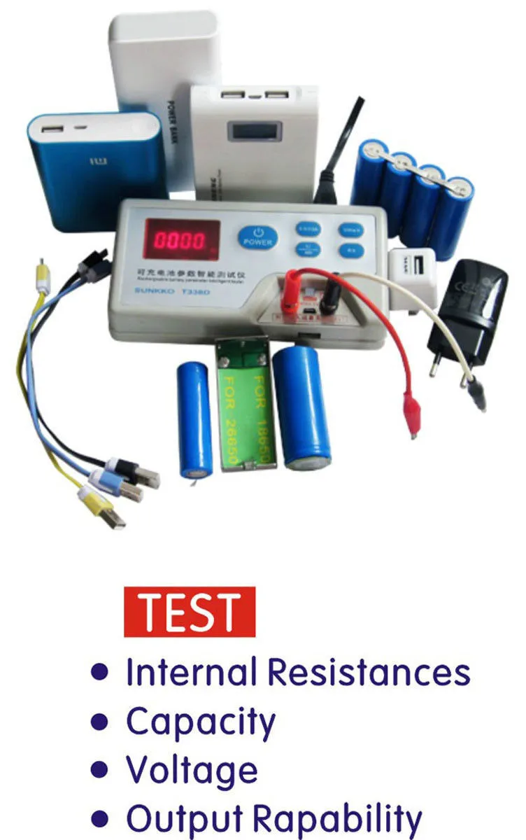 T338D Перезаряжаемые Батарея параметр интеллигентая(ый) светодиодный Питание тестер