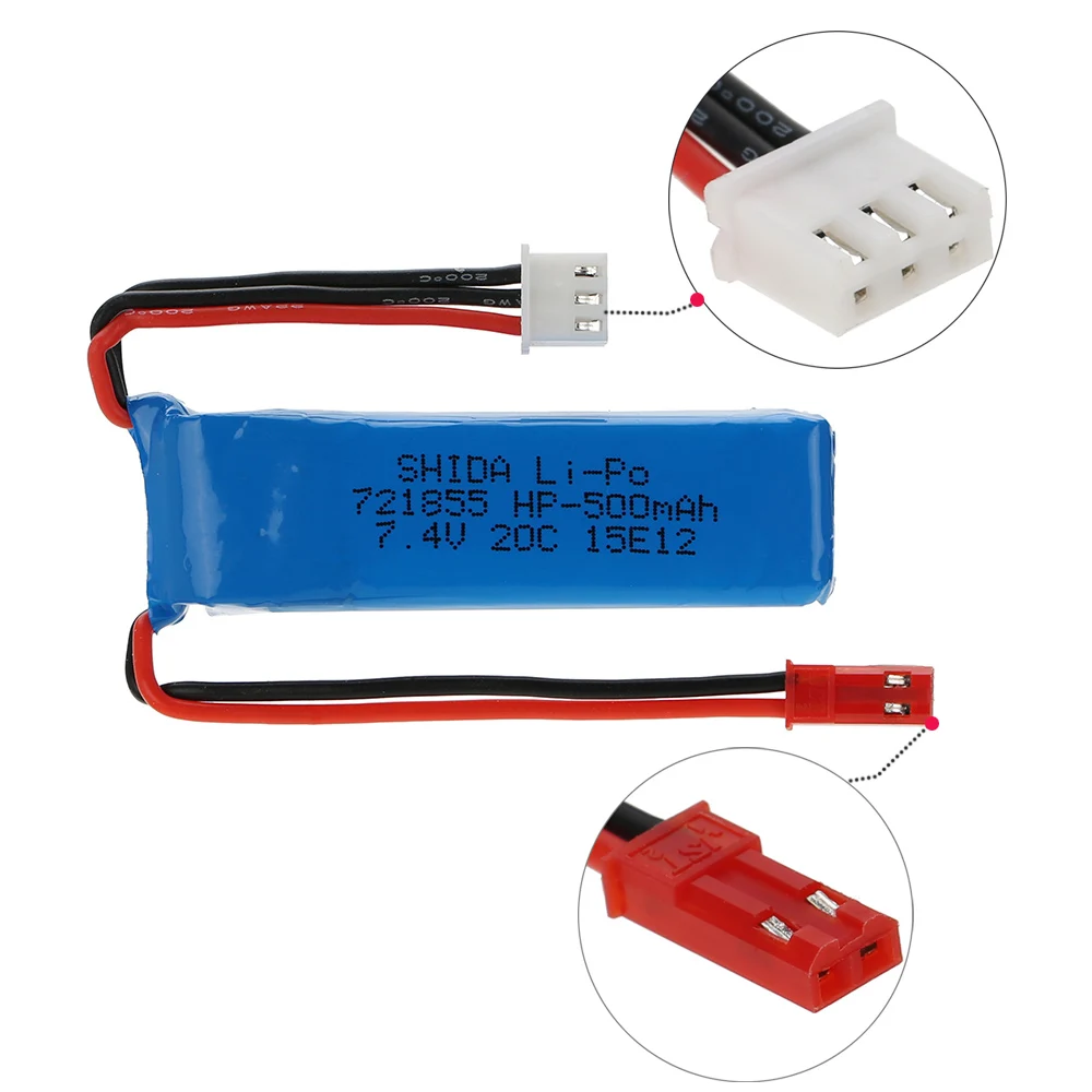 7 4 В 500 мАч 20C Lipo батарея 2s с соединительным кабелем для WLtoys A202 A212 A222 A232 A242 A252 4WD RC