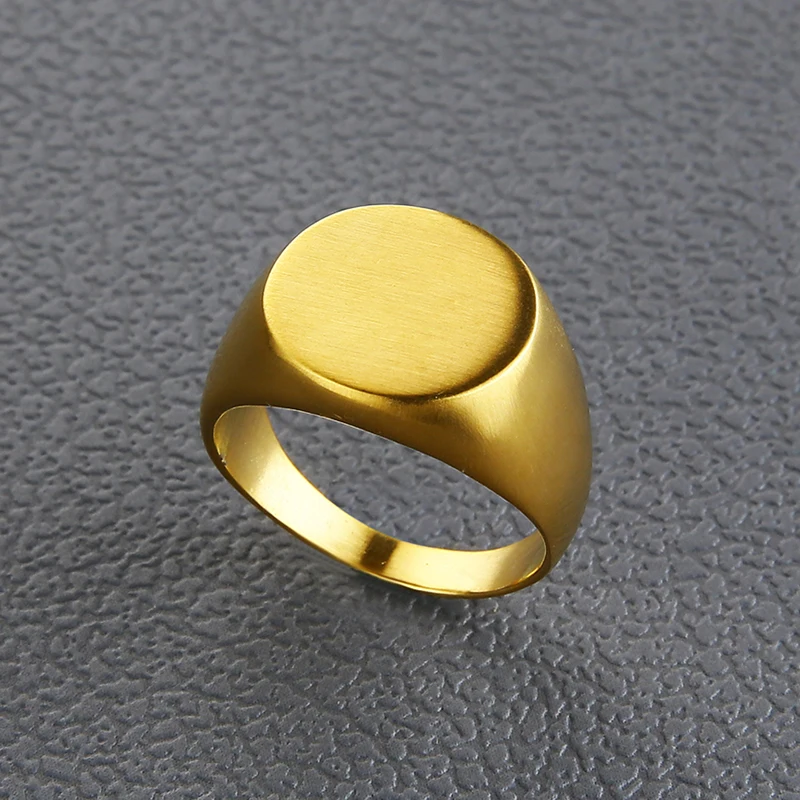 EdgLifU мужское кольцо с печаткой, простое овальное матовое Золотое уплотнительное кольцо из нержавеющей стали, модное кольцо с печаткой для мужчин, Anel ювелирные изделия