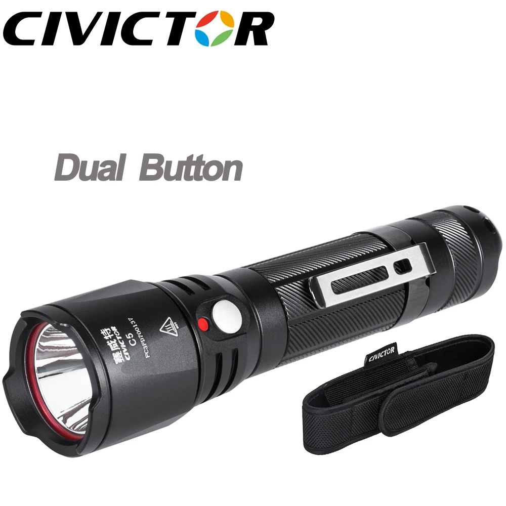 

Military Grade Pocket Flashlights High Lumen 900 Waterproof IPX8 Police flashlight with Holster Holder Clip Led Tactical Flash