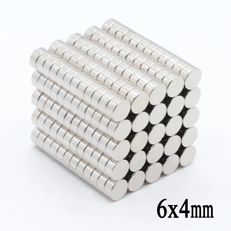 100 шт 6x4mm eodymium, магнит диск N35 маленькие круглые супер сильный, мощный Магнитная магниты для Craft Постоянный NdFeB