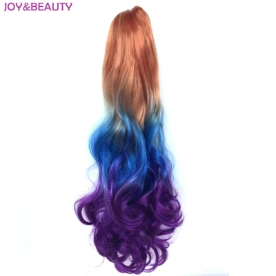 JOY& BEAUTY, синтетические волнистые волосы, 3 цвета, Омбре, цветной хвост, накладные волосы, 22 дюйма, заколки для волос - Цвет: Фиолетовый