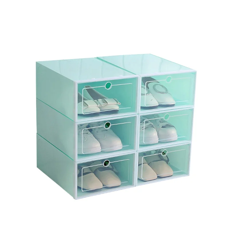 Stackable Floding DIY Shoe Drawers Storage Container Organizers Foldable Clear Plastic Shoe Boxes Household Shoe Storage Box