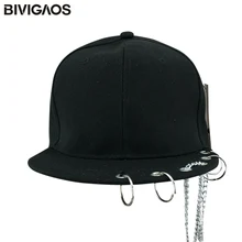 Женская мода, металлическое кольцо, железная кисточка, заклепки, бейсбольная бейсболка с колпаком, Регулируемая Повседневная панк-рок стильная цепочка, хип-хоп шляпа для мужчин и женщин