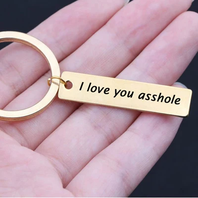 RUI338-1 Модный брелок для ключей с гравировкой I Love you, мудак, юмор, брелок для пары, бойфренда, подруги, брелок для ключей, любовника, жены, машины - Цвет: RUI338-1