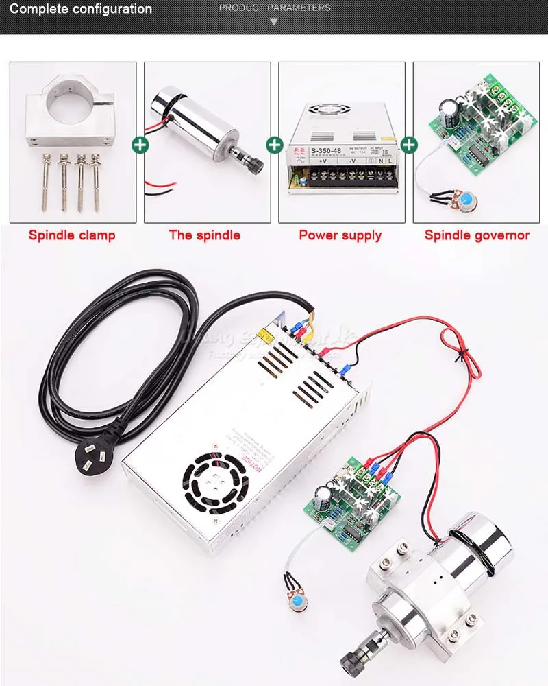 Хорошая стабильность 300 Вт с воздушным охлаждением ЧПУ мотор шпинделя cnc шпиндель зажим DC 48 В для pcb фрезерный станок