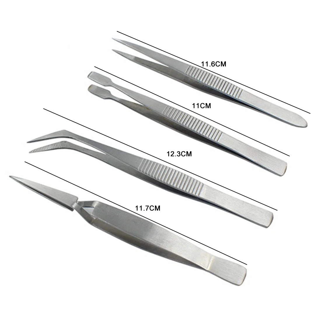 

Multi Tools 4pcs/set Precision Tweezers Stainless Steel Thick Electronics Forceps Eyebrow Tweezers Anti-Skid Makeup Repair Tool