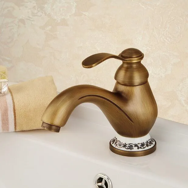 

Free shipping Contemporary Concise Bathroom Faucet Antique bronze finish Brass Basin Sink Faucet Single Handle water taps