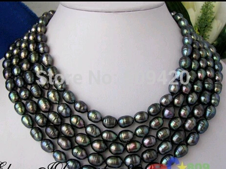 

Shipping>>>100" 12mm black baroque rice freshwater pearl necklace (C0309)