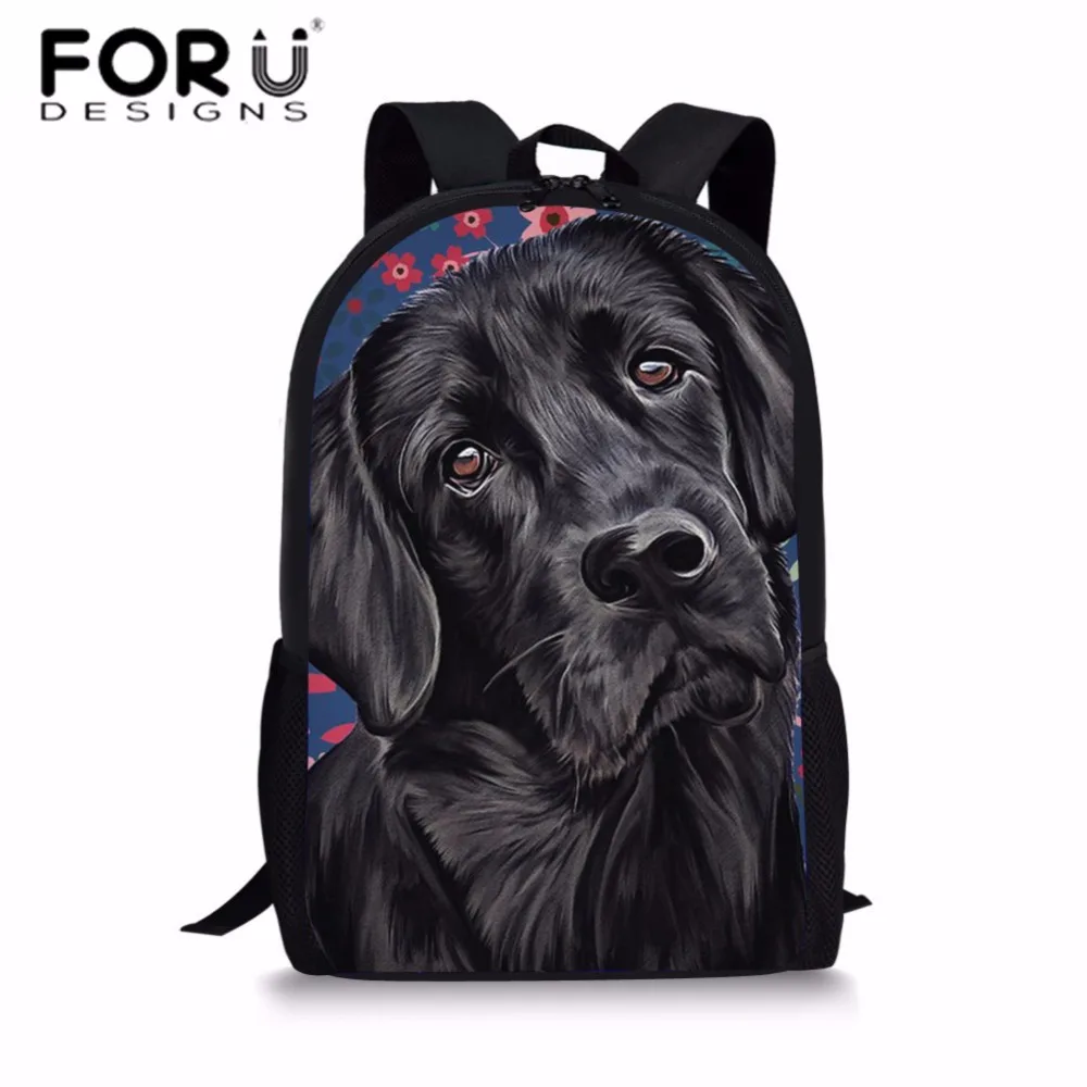 

FORUDESIGNS Girls Black Labrador Printing School Bags Teenager Shoulder Backpack Softback Children Schoolbag for Kids Satchel