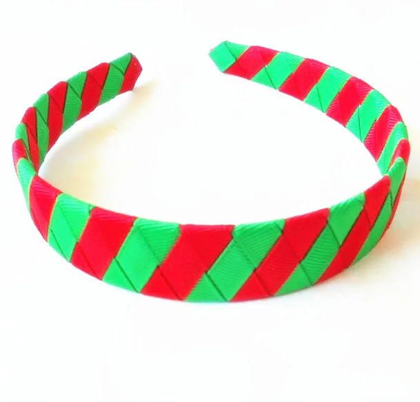 Christmas Woven Headband Ribbon Red Green and White1