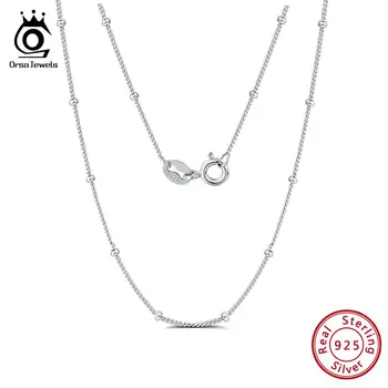 

ORSA JEWELS Genuine Sterling Silver Women Necklaces Side Link Chain Lobster Clasp Silver Chain 925 Jewelry Necklace Gift OSC22
