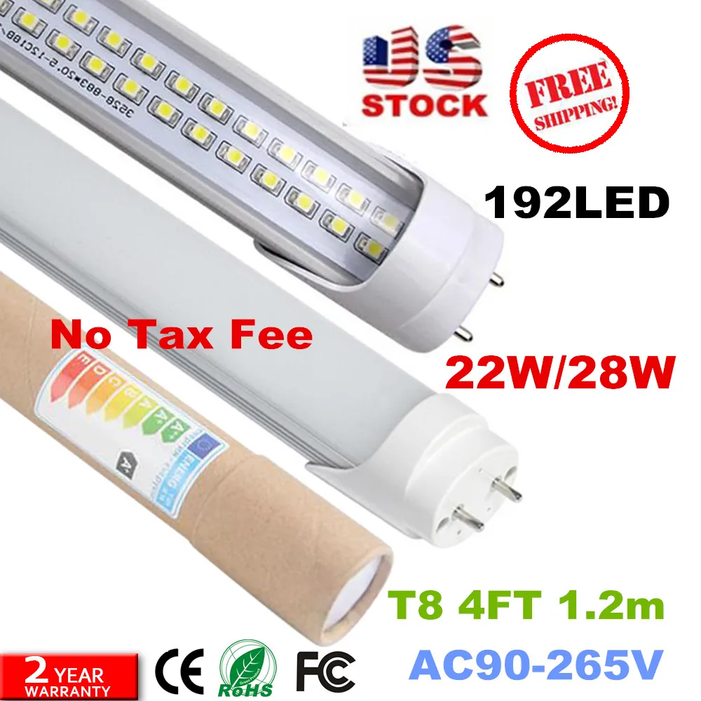 

Double Sides T8 4ft led tubes 22W 25W 28W regular T8 led lights tubes 192LEDs High Lumens AC 110-240V CE UL
