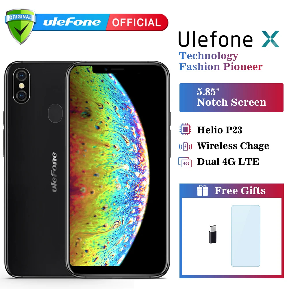 Ulefone X Android 8 1 мобильный телефон 5 85 &quotHD + MT6763 Восьмиядерный 4 Гб ОЗУ 64 ПЗУ Лицо ID 3300