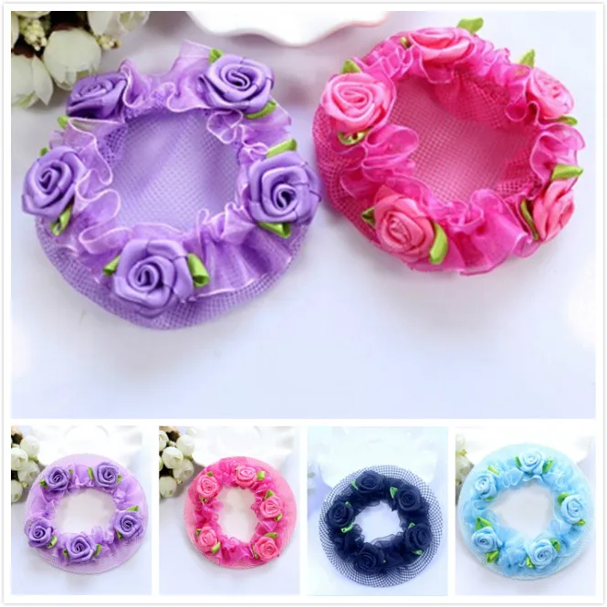 

Cute Kawaii Girls' Flower Lace Reusable Bun Hair Nets For Dancers Kids' Bun Net Cover Hair Accessories Ballet Dancewear