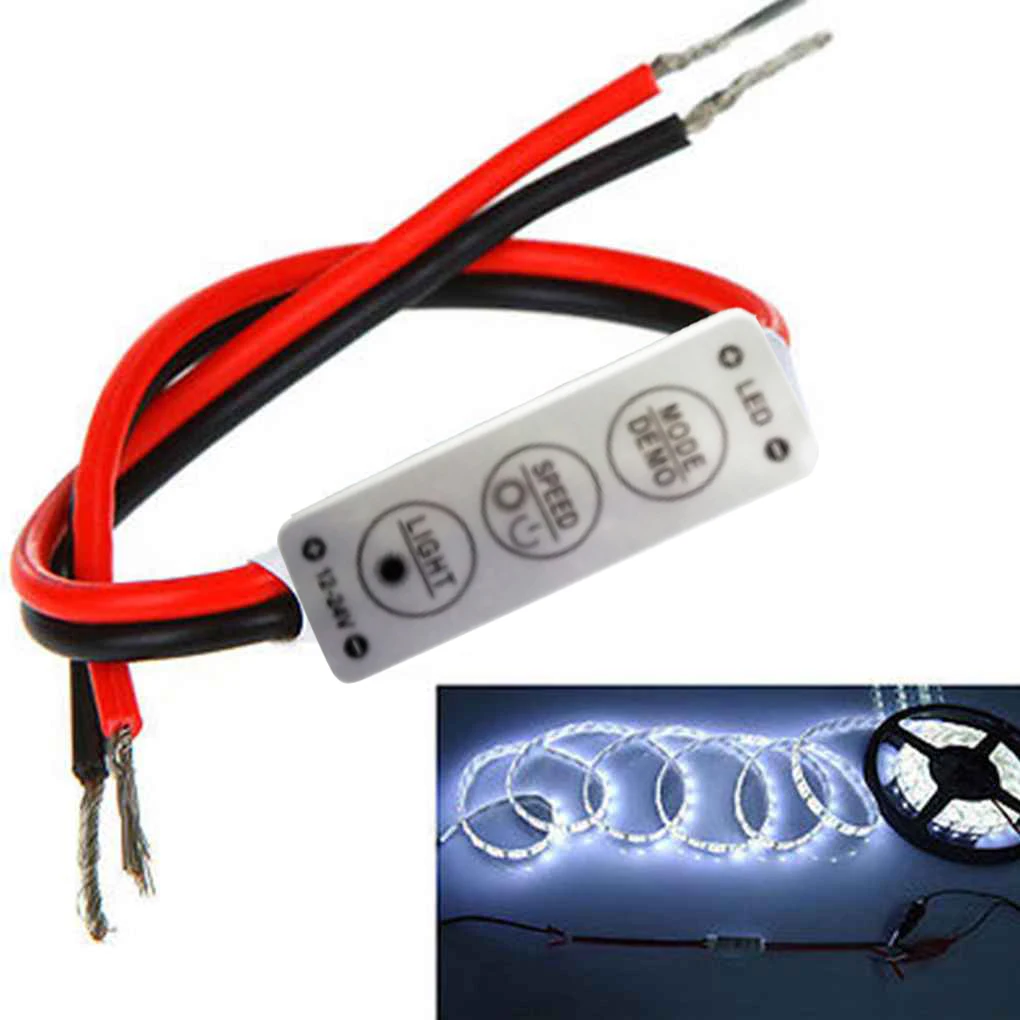 Mini 12v Led Strip Light Dimmer Controller With On Off Switch For 3528