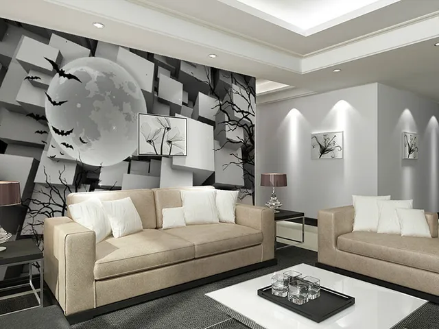 WHITNEYSQ 3d Wall Art Black N White Bats Shadows Design Pattern Large Murals Wallpaper WHITNEYSQ 3d Wall Art Black N White Bats Shadows Design Pattern Large Murals Wallpaper