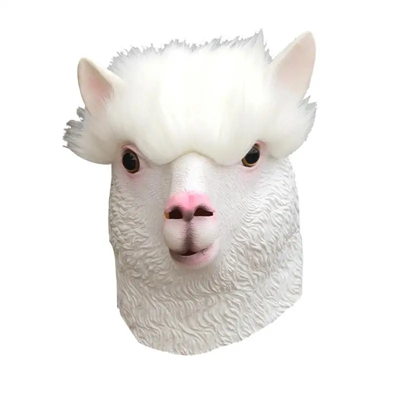 

Novelty Halloween Costume Alpaca Latex Animal Head Mask