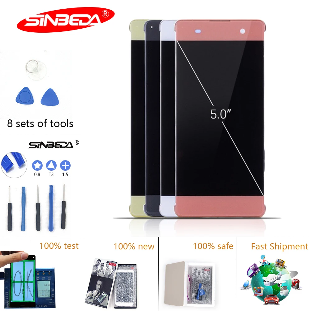 

6.0"Sinbeda for SONY Xperia XA 5.0 inch Touch Screen F3111 F3112 F3115 F3116 LCD Display Digitizer Panel Assembly Frame