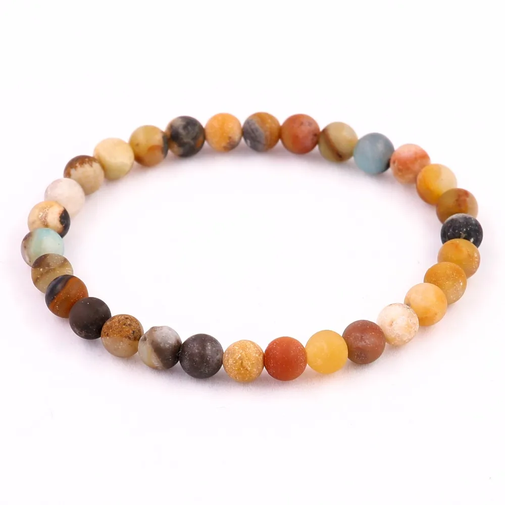 

Natural Matte Amazonite Stone Bracelets Bangles Women Male Simple 6mm Round Ball Gems Stones Beads Beaded Bracelets Je'we'l'r'y