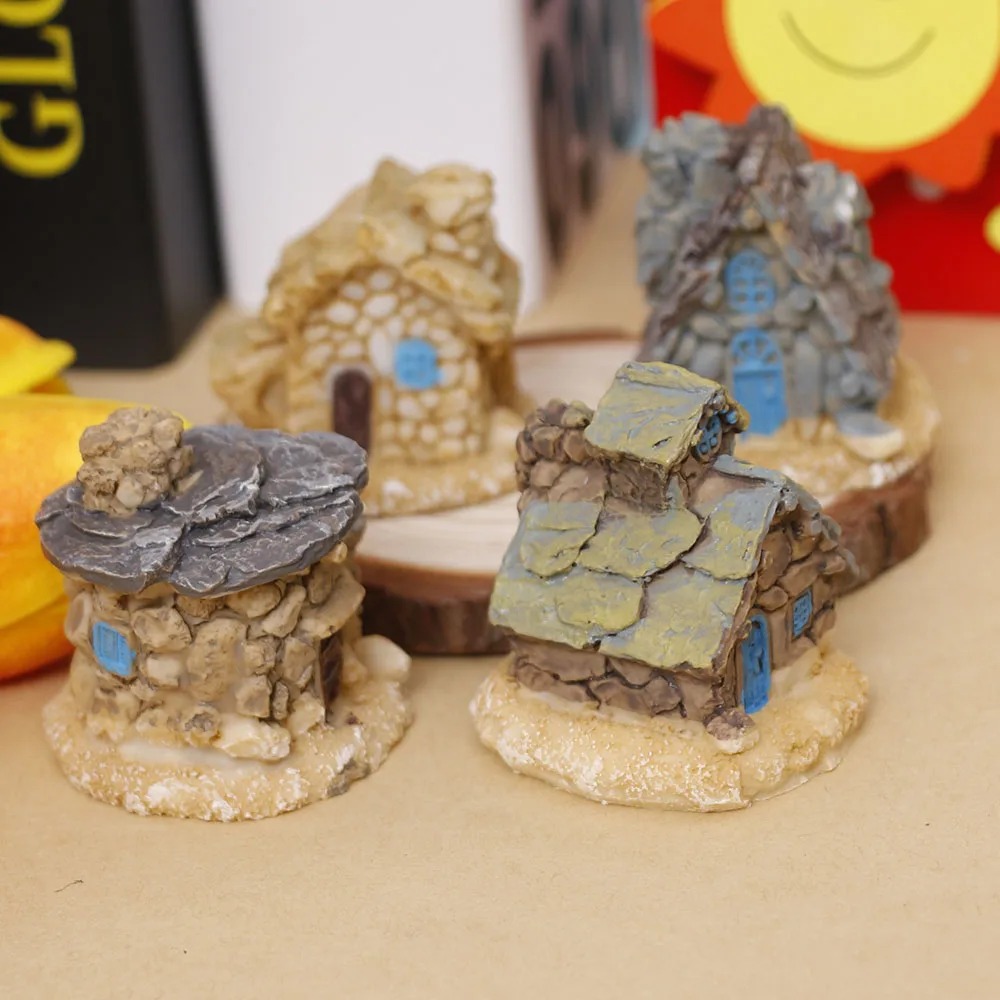 

Garden Miniature Stone House Figurine Craft Micro Landscape Ornament Microscopic Plants DIY Decor