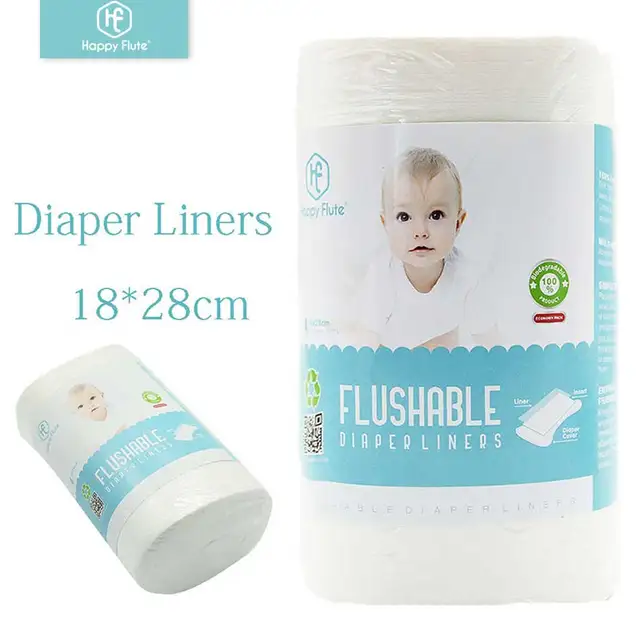 Happyflute 100 Biodegradable & Flushable diaper liners disposable