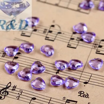 

2000 pcs / lot 6mm Acrylic Lilac Color Crystal Heart Shape Tip Back Wedding / Valentines Table favor Diamond confetti