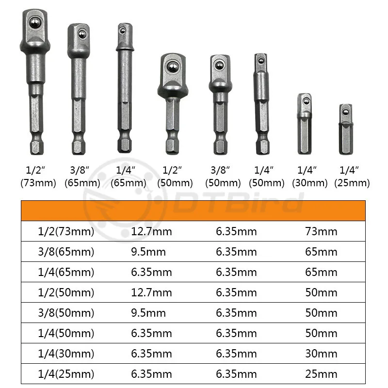 3 шт./компл. Цвет 1/" 3/8" 1/" Сталь гнездо адаптера шестигранный набор с хвостовиком удлинитель сверла бар шестигранными битами набор Мощность инструменты DT7 - Цвет: E Style