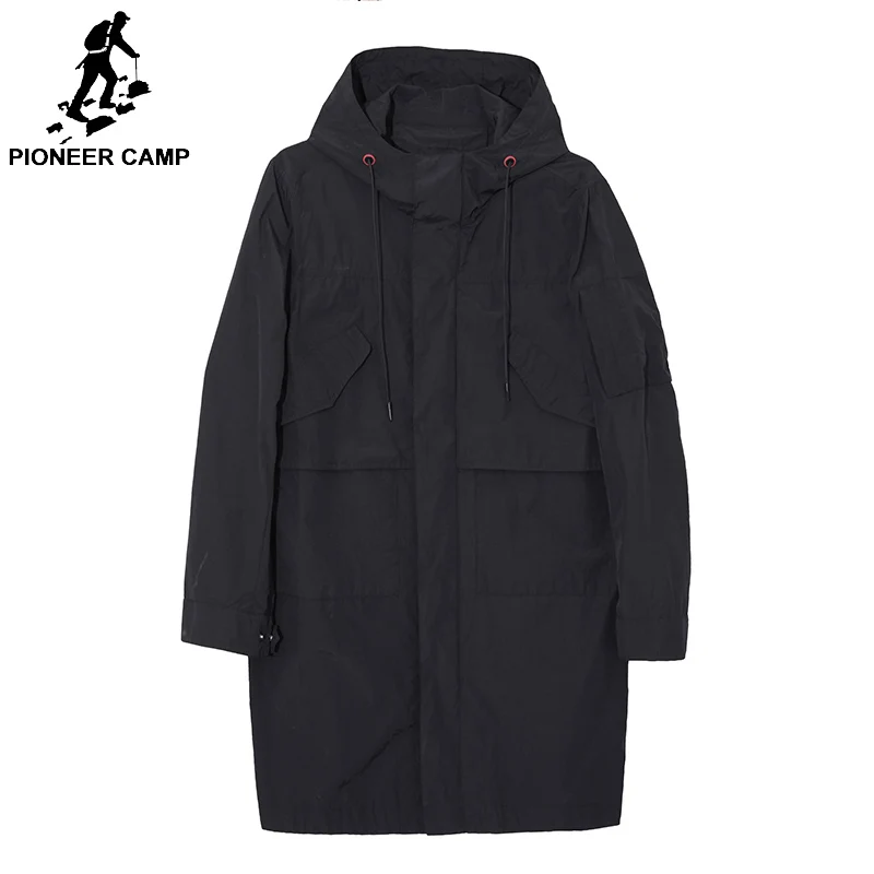 

Pioneer Camp 2019 Windbreakers Men Brand Hooded Coat Spring Casual Long Male Jackets Clothing High Quality Trench Coat
