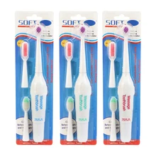 Новая электрическая Массажная зубная щетка на батарейках, водонепроницаемая пластиковая отбеливающая щетка для взрослых зубов, случайный цвет