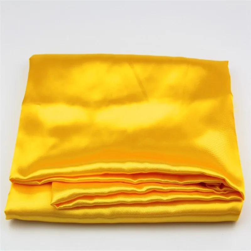 

New create design 59"(1.5m) Width Silk Satin Fabric Wedding Satin fabric for sewing and party decoration yellow color