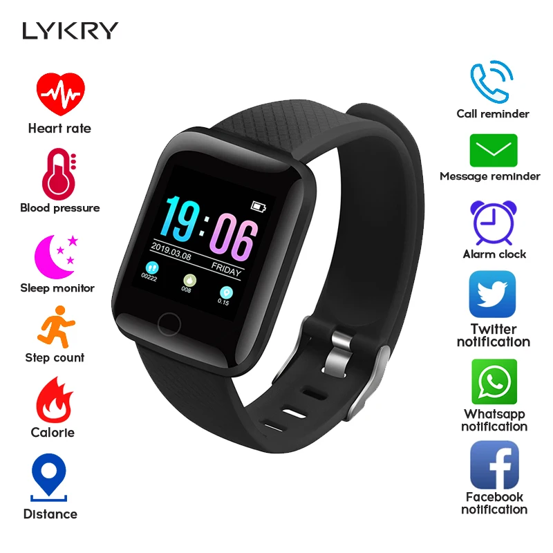 

LYKRY A6S Smart Bracelet Fitness Tracker Heart Rate Blood Pressure Monitor Smart Band IP67 Waterproof Sports For Android IOS+Box