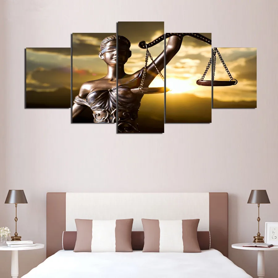 Frameless-5-Pieces-Canvas-Painting-The-Image-of-Themis-Goddess-of-Justice-HD-Prints-Home-Decor