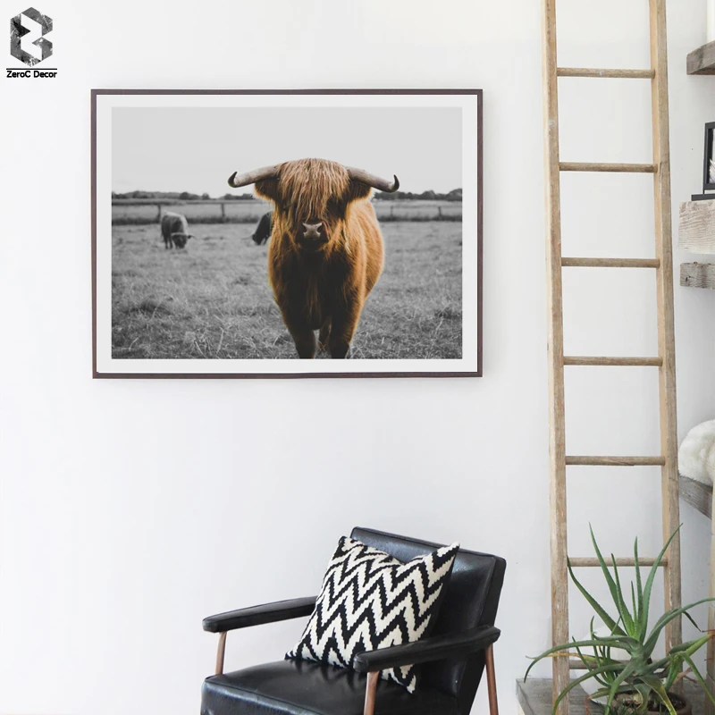 Wall Art Canvas Painting Animal Picture Poster Prints Cow Painting Home Decor