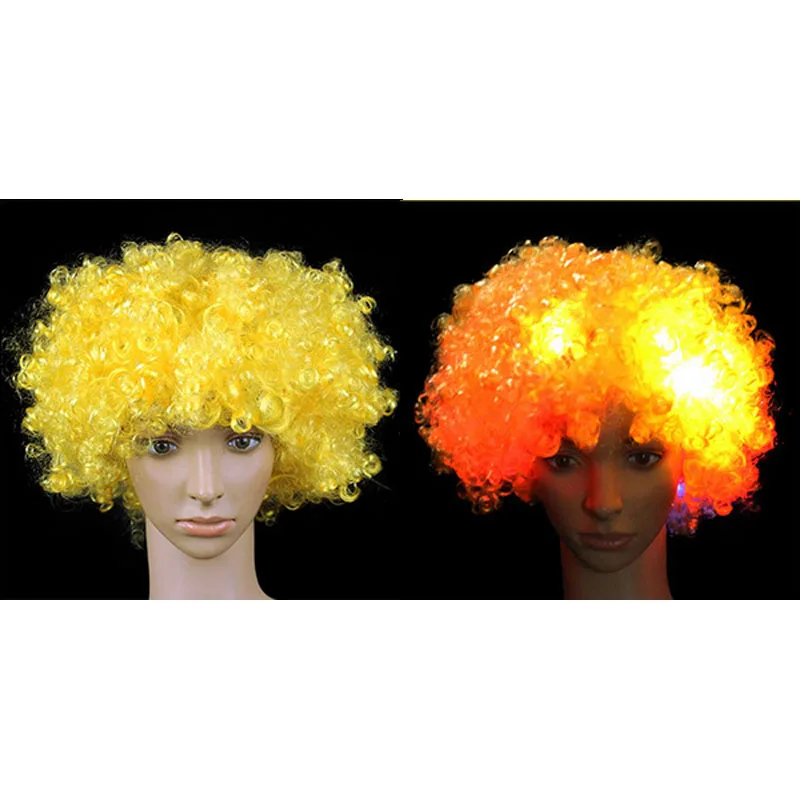 Светильник мигающий кудрявый парик забавные вентиляторы Цирк Клоун концертное настроение Косплей реквизиты карнавальные Светящиеся светодиодный вечерние свадебные концерты - Цвет: yellow