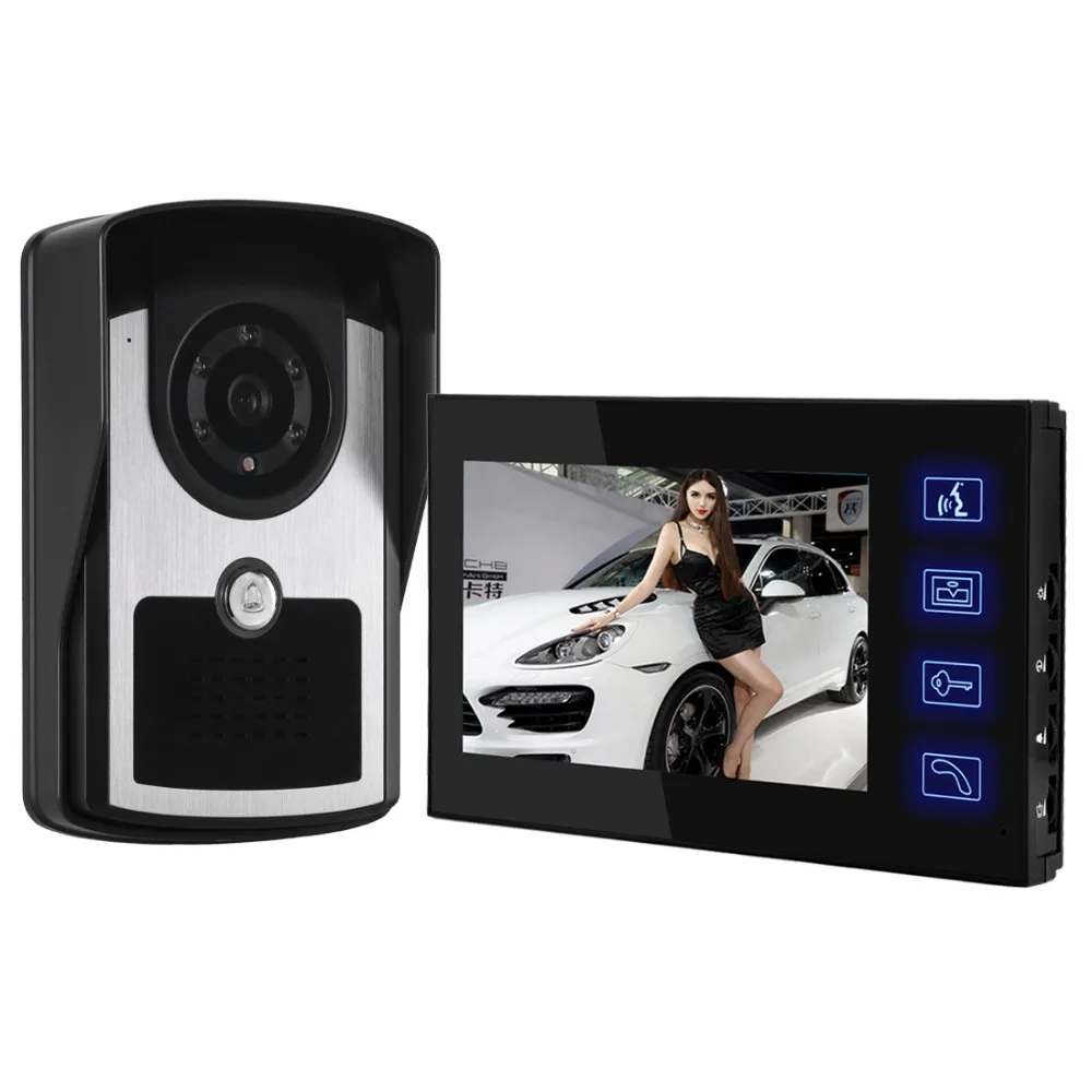 

Super Slim Unit 7`` TFT Color Video door phone Intercom Doorbell System Kit IR Camera doorphone monitor Speakerphone intercom