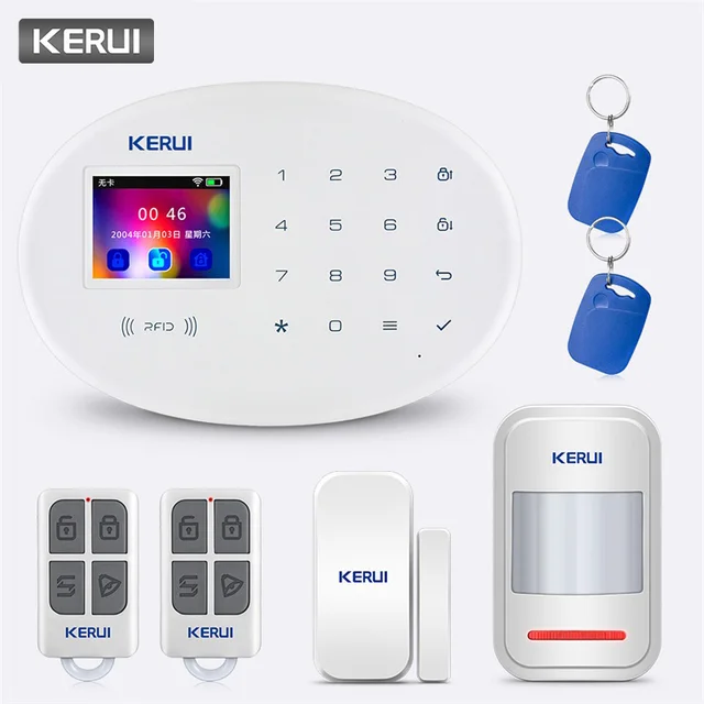 $67.88 KERUI W20 WIFI GSM Home Security Alarm System 2.4 Inch Touch Panel APP Control Door Sensor Infrared Sensor Smart Alarm System