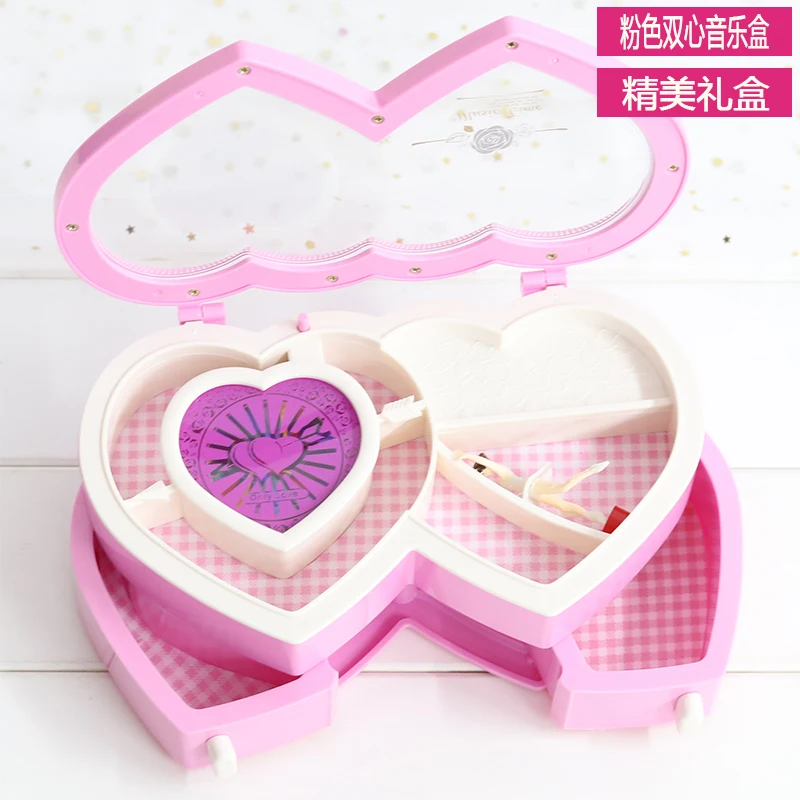Double Heart-Pink Континентальный любовь форма Танцы Девушка вращающаяся музыкальная шкатулка девочка ребенок маленькая девочка подарок на день рождения маленький подарок коробка для хранения ювелирных изделий - Цвет: Double Heart-Pink
