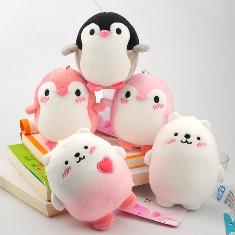 

1 pc cute Anime Love In Ice Island Plush Keychain Cartoon Soft Penguin Bear Nano Foam Mini Pendant Doll plush keychain toys gift