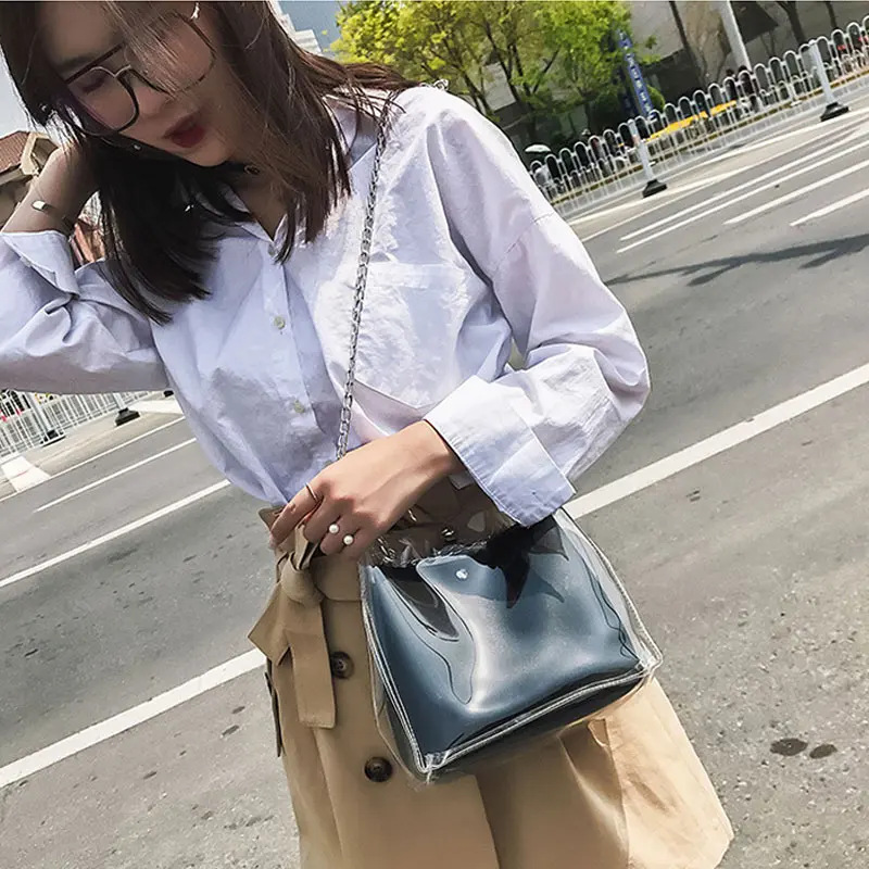 

Hot Selling 1 Pcs Women Shoulder Crossbody Bag Chain Transparent Fashion for Travel Mobile Phone -B5