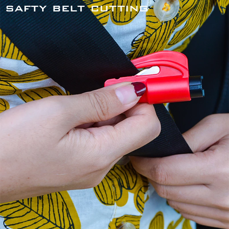 Mini Safety Hammer Car Life-saving Escape Hammer Window Keychain Car Window Broken Emergency Glass Breaker E5M1 Safety Belt Cut