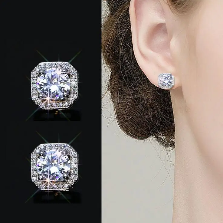 

Sparkling Earrring AAAA Cubic Zirconia 925 sterling silver Statement Party Wedding Stud Earrings for women love Jewelry