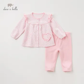 

DBH11381 dave bella autumn baby girls fashion pink print heart clothing sets kids cute long sleeve sets children 2 pcs suit