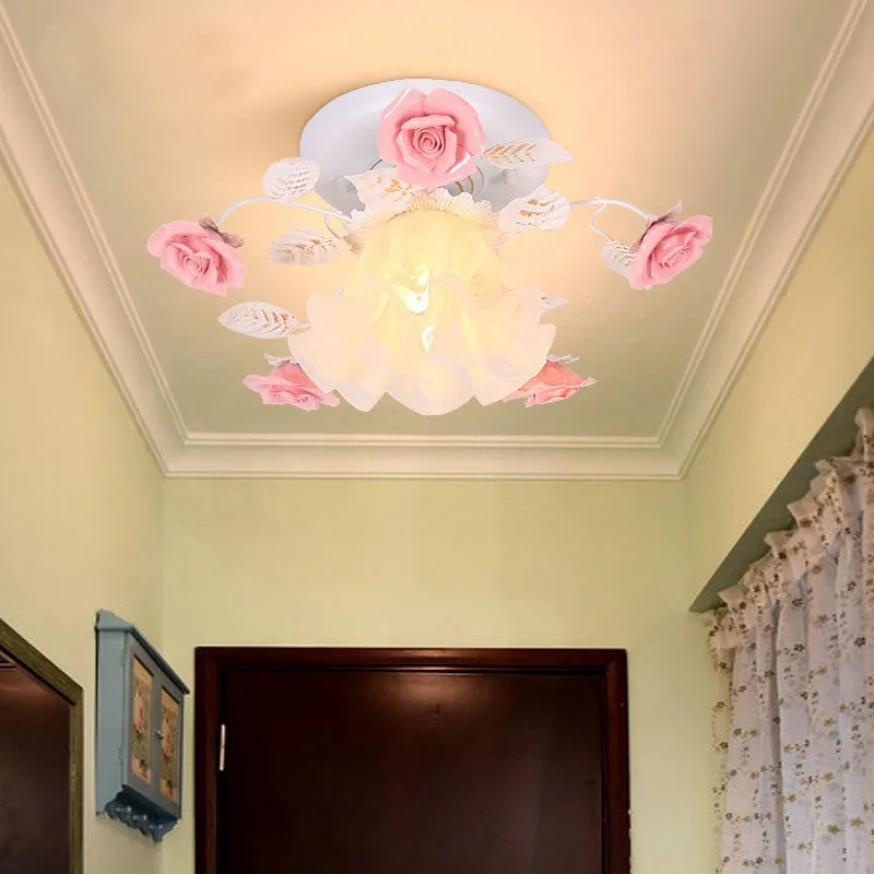 

Korean garden lamp ceiling ceramic living room lamp dining room lamps romantic bedroom light beauty salon clothing ceiling light