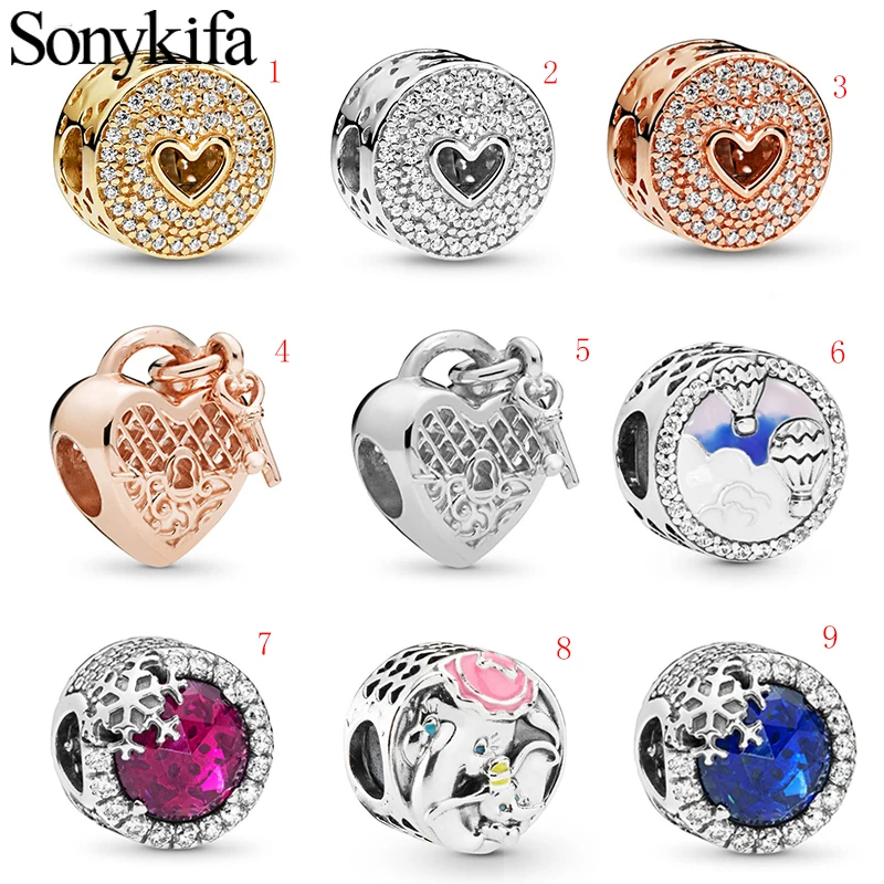 

2Pcs/lot Simple Style Carved Love Heart Crystal Beads Fit Original Pandora Charm Bracelets Necklaces Women DIY Making Jewelry
