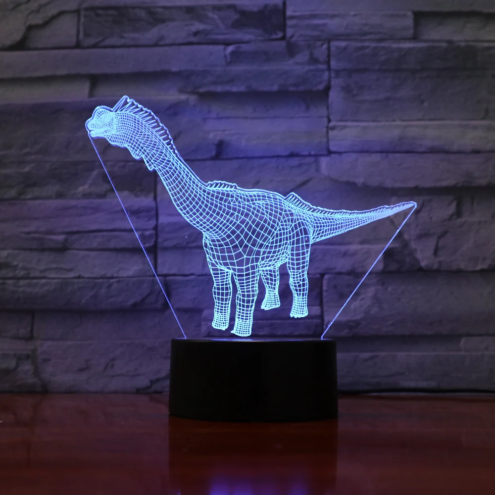 

LED 3D night lights Dinosaur Colors Changing Desk Table lamp Acrylic Crafts Decor luminaria Touch Sensor Base With USB Cable