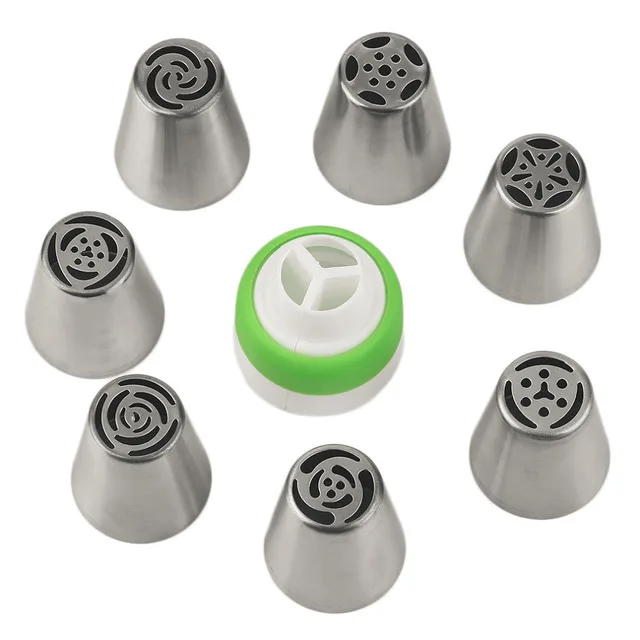 

NEWKBO 8pcs/set Environmental Stainless Steel Cream Nozzle Mouth Icing Tube Pastry Tips Fondant Cake Decorating Tools