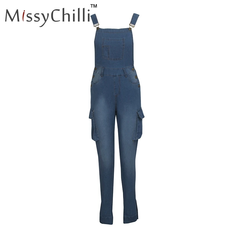 Синий MissyChilli джинсовый элегантный обтягивающий длинный комбинезон женские синие джинсы Комбинезоны женские летние винтажные вечерние костюм пляжного типа - Цвет: Синий