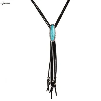 Boho Lariat Necklace Hippie Western Bolo Tie Bohemian Tassel Necklace Tribal Necklace Indian Native American Jewelry Dropshipper